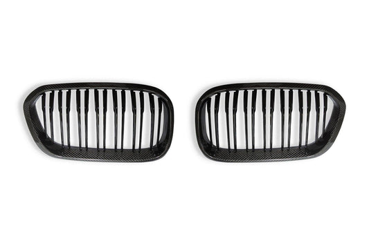 BMW 1 Series LCI F20 F21 Carbon Fiber Double Slat Kidney Grilles (2015-2019)