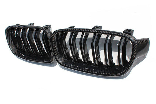 BMW 3 Series F30 F31 Carbon Fiber Double Slat Kidney Grilles (2012-2019)