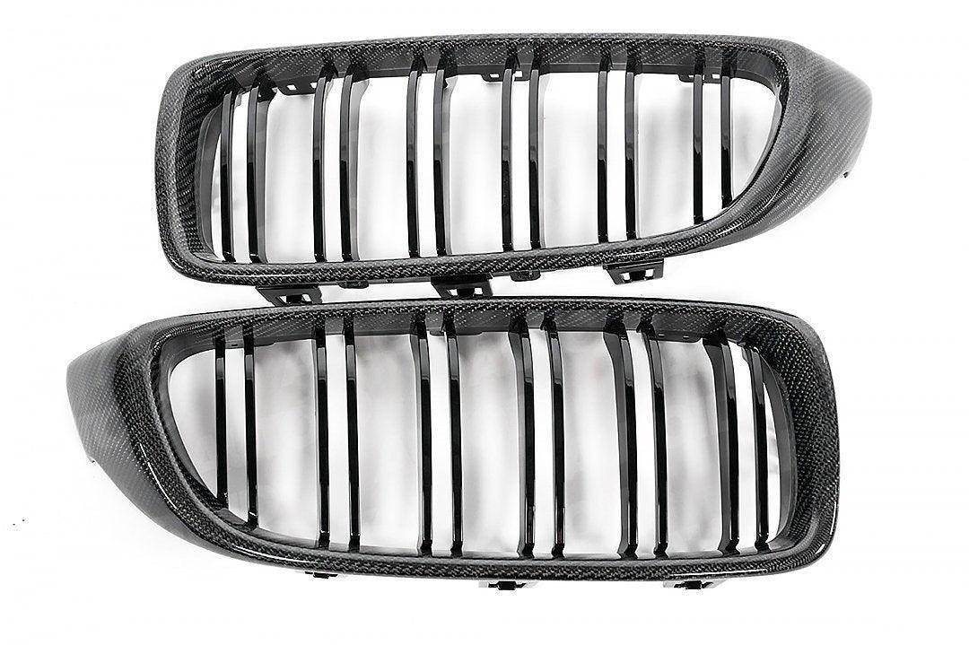 Carbon Fiber Double Slat Kidney Grilles For BMW 4 Series, M3 & M4 (2014-2020, F32 F33 F80 F82 F83)