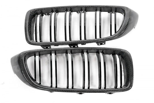 BMW 4 Series, M3 & M4 F32 F33 F80 F82 F83 Carbon Fiber Double Slat Kidney Grilles (2014-2020)