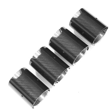 BMW M2 & M2 Competition F87, M3 F80 & M4 F82 Carbon Fiber Exhaust Tips With Silver Ends (2014-2021)